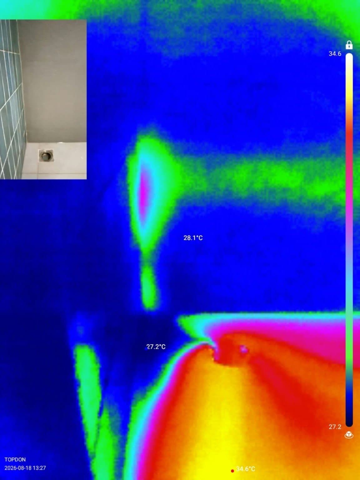 Thermal anomaly helping narrow the suspected leakage pathway near service lines