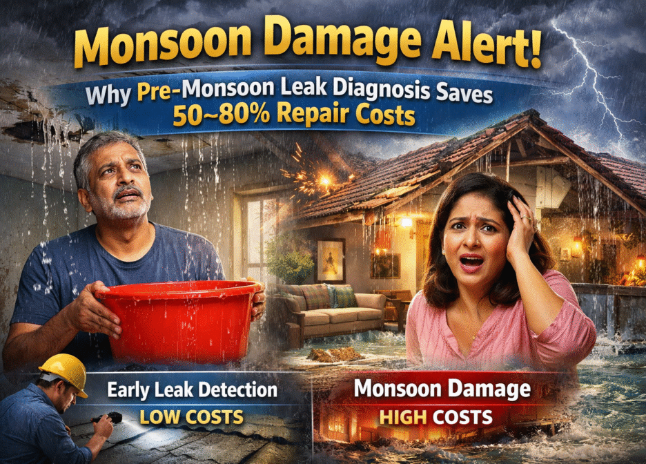 Monsoon Damage Alert: Why Pre-Monsoon Leak Diagnosis Saves 50–80% Repair Costs